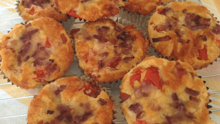 Healthier savoury cheese & bacon muffins blog header image