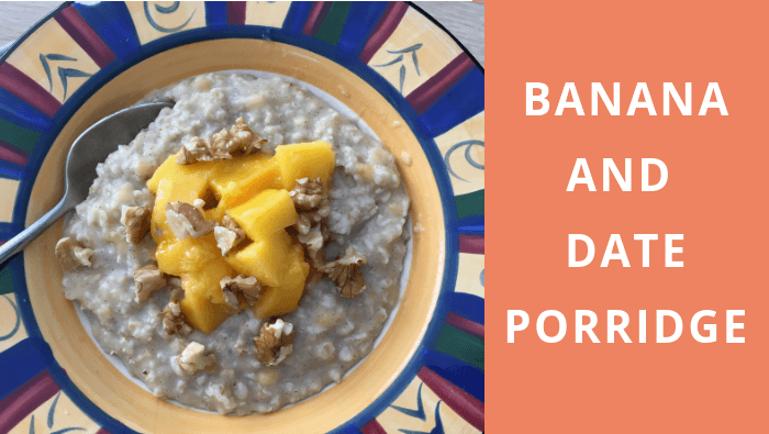 Banana date porridge blog header image