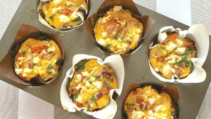 Easy egg breakfast muffins in a muffin tin