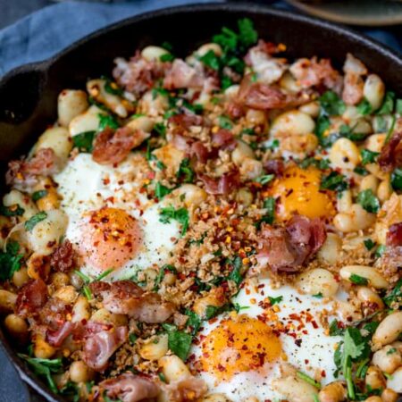 Spicy-Egg-Breakfast-with-Smashed-Beans-and-Pancetta-recipe