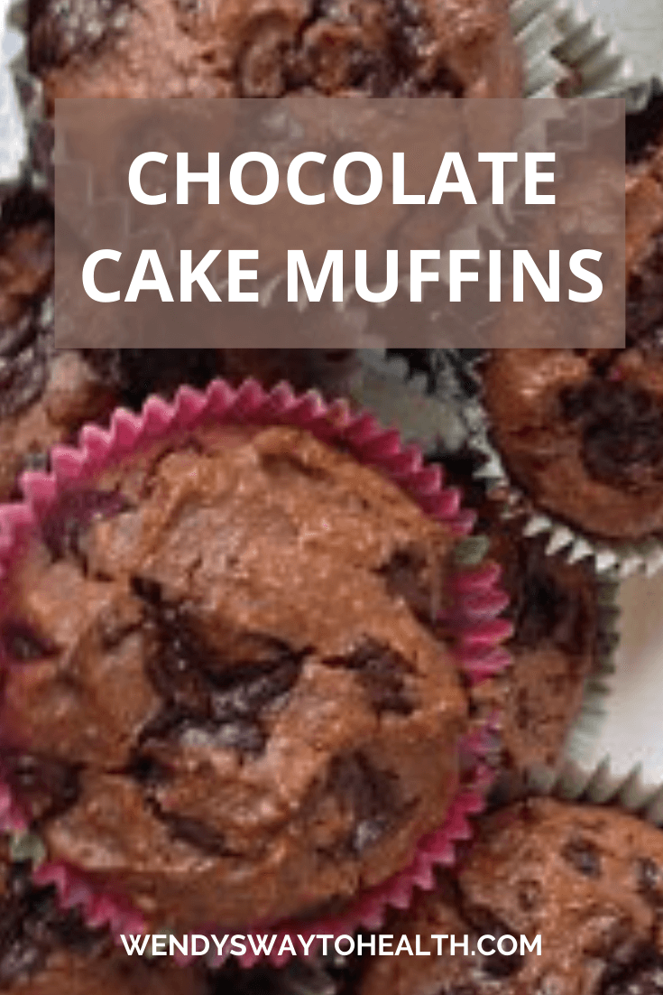 chocolate cake muffins with choc chips pin image