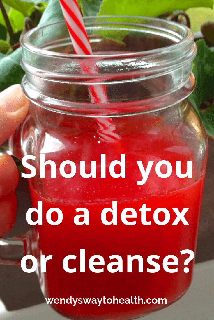 "Should you do a detox or cleanse?" with a red smoothie in the background