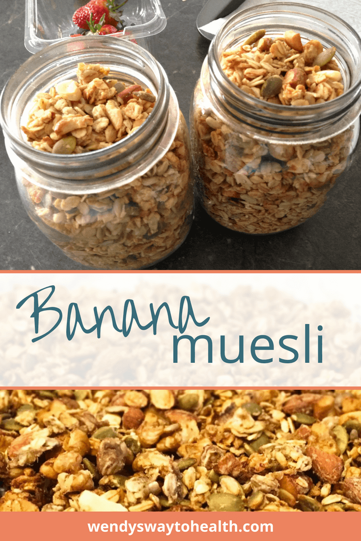 This banana muesli is perfect for a quick, healthy breakfast, or as a healthy snack straight from the jar