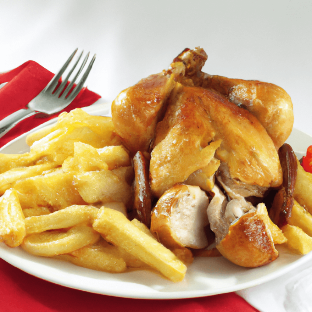 chicken and chips on a plate