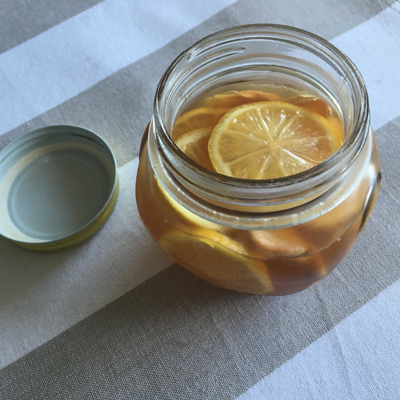Lemon honey and ginger mix in a jar