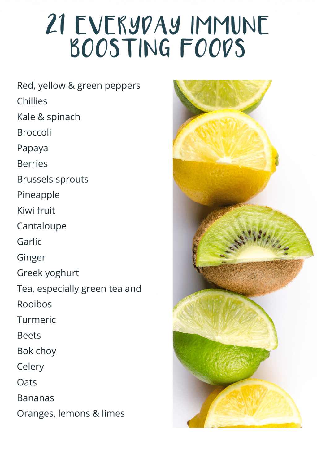 List of 21 everyday immune boosting foods