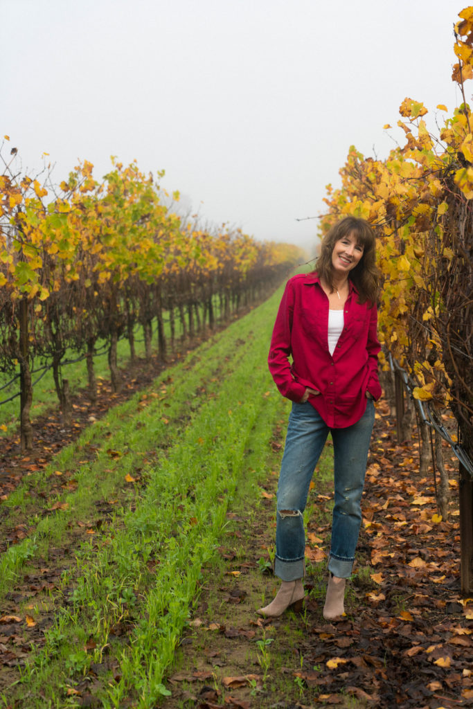 Karen in a vineyard