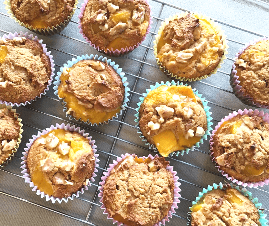 Mango walnut muffins are perfect for breakfast or a healthy snack any time of day