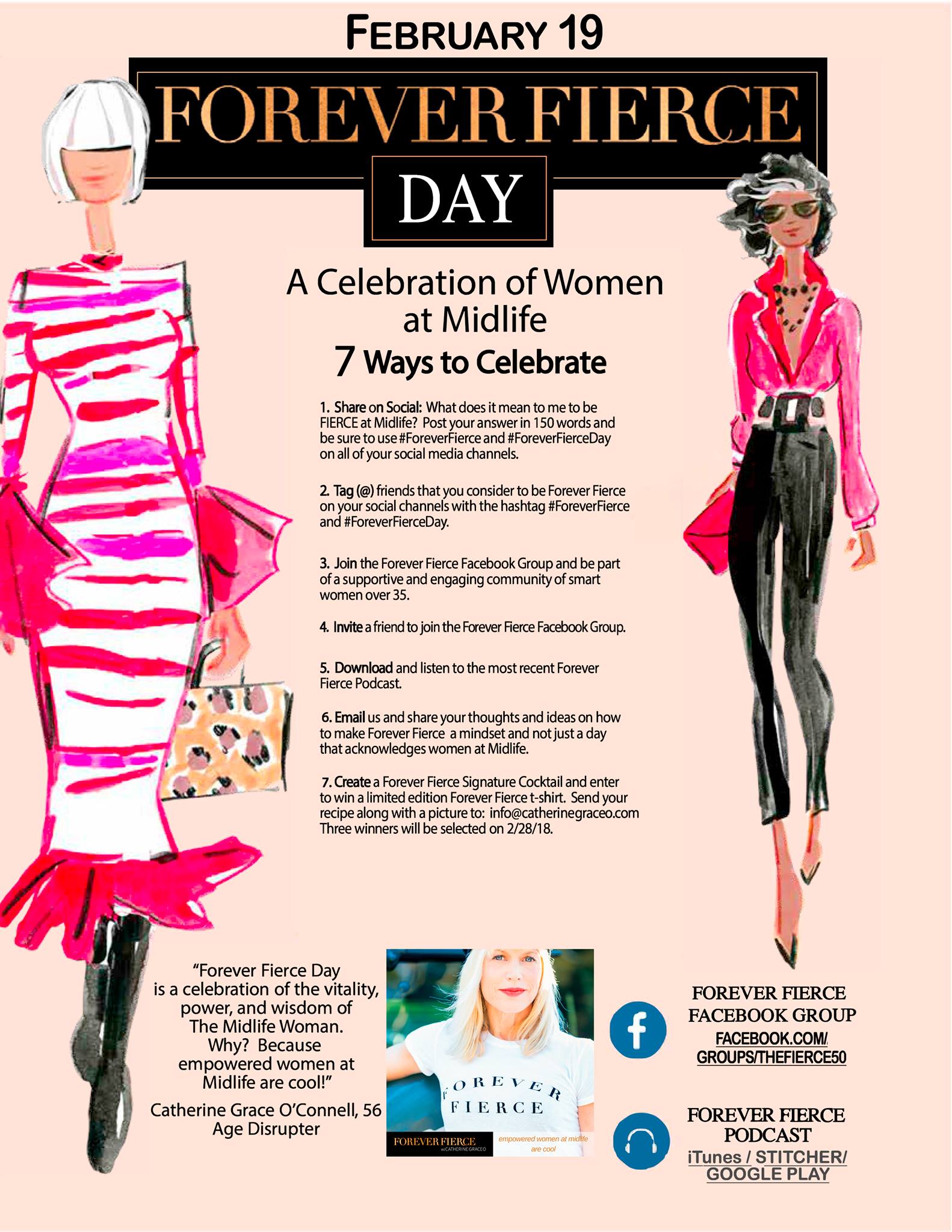 Infographic with ways to participate in Forever Fierce Day