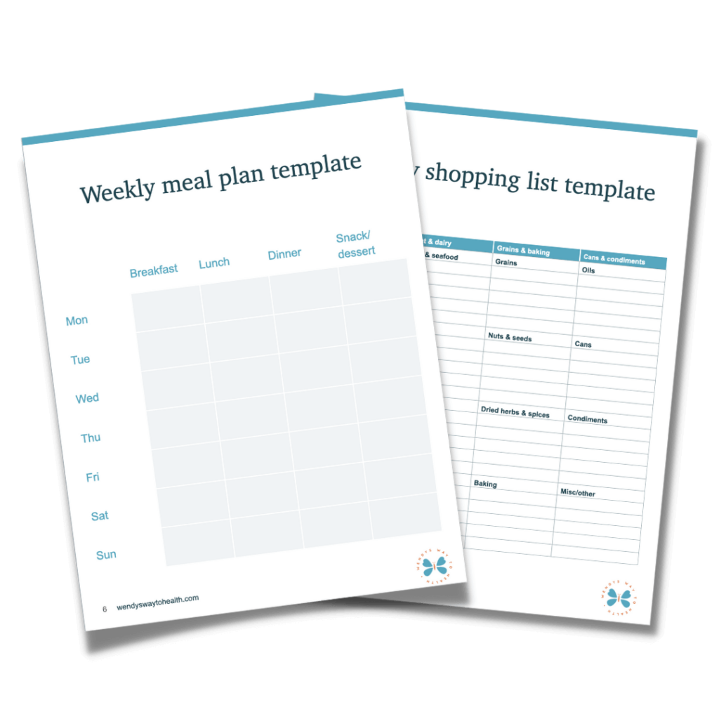 Meal plan and shopping list blank template pages