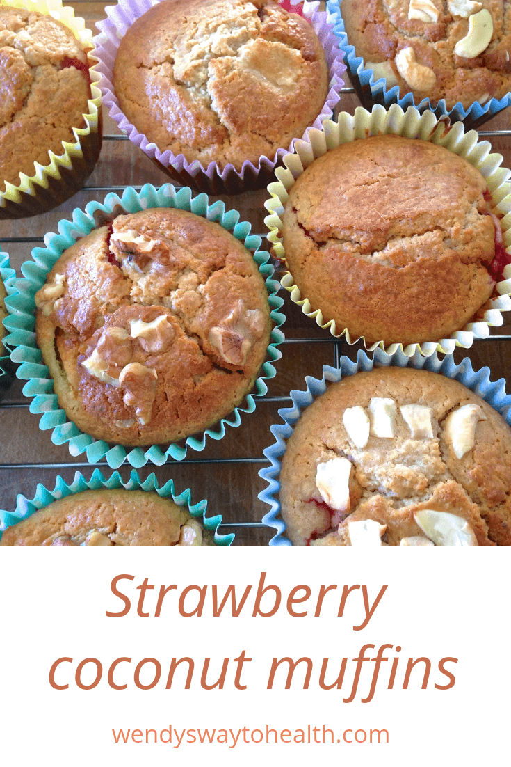 Close up of strawberry coconut muffins 