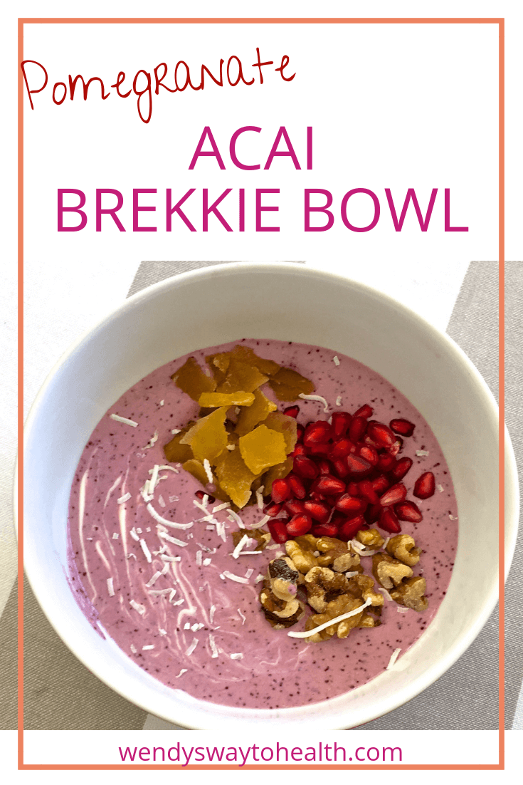 Try this pomegranate acai brekkie bowl for a quick, healthy breakfast