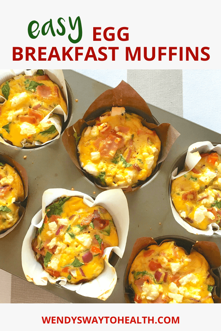 Easy egg muffins pin close up in muffin tin