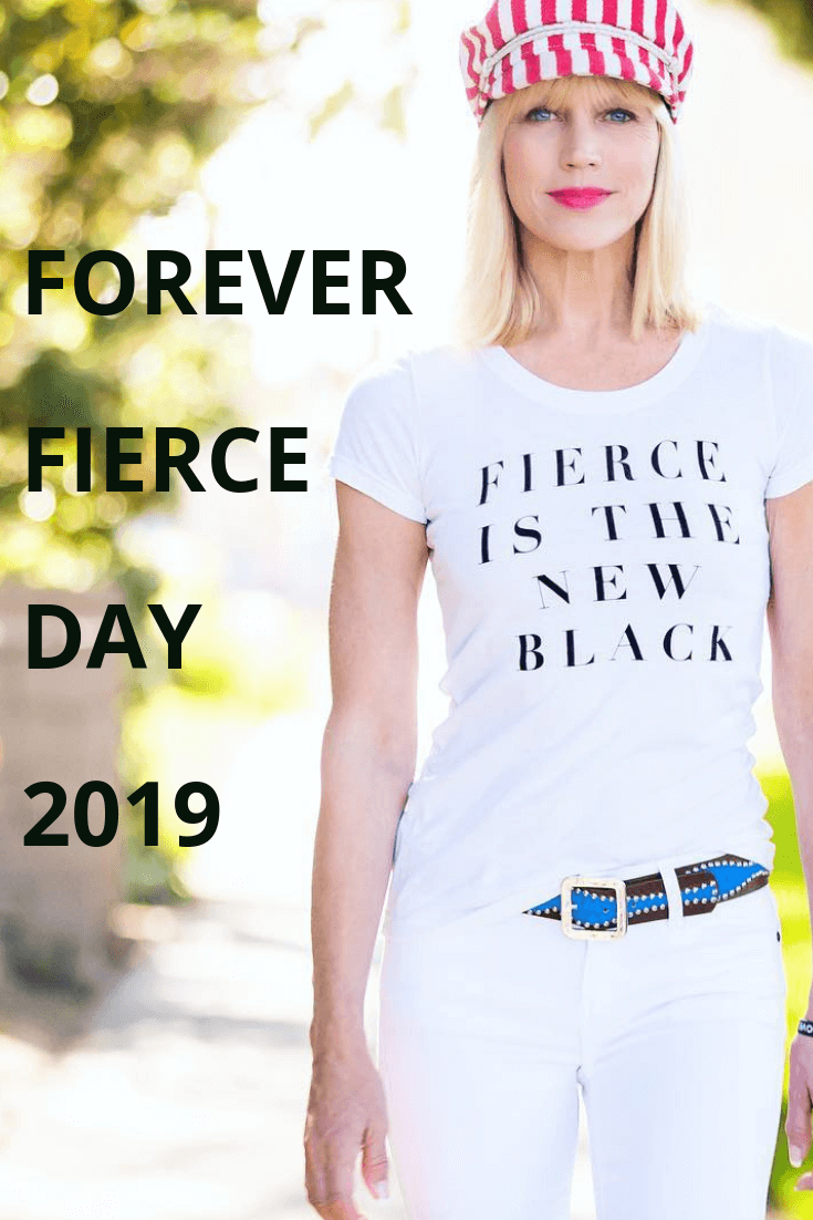 Catherine in a t-shirt with "Fierce is the new black" 