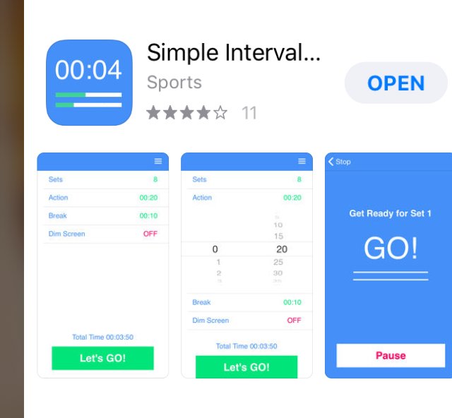 Screenshot of the simple interval timer app
