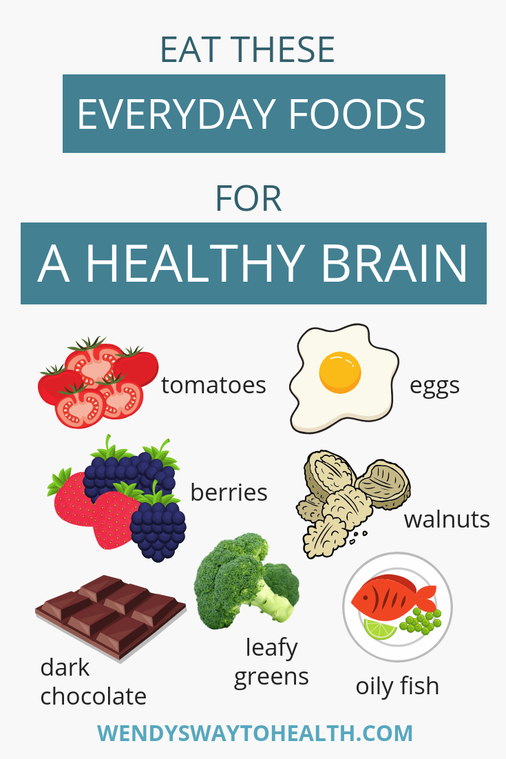 Pin image showing the 7 best healthy brain foods