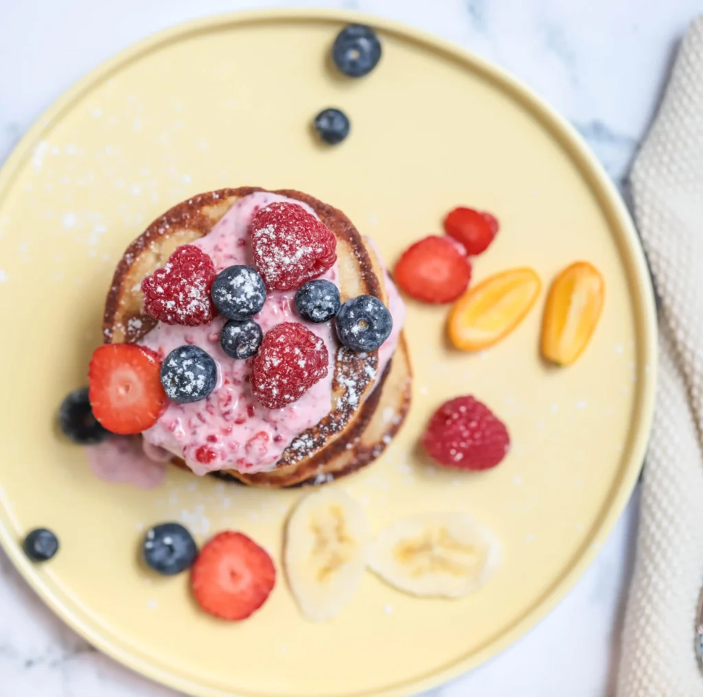 buckwheat protein pancakes with berry sauce